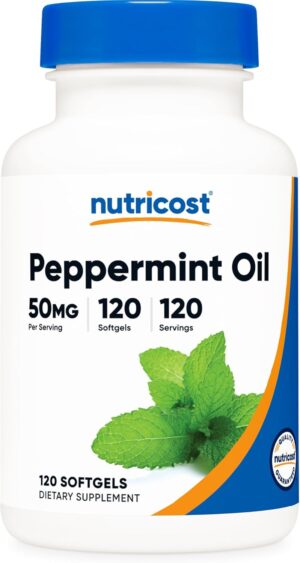 Nutricost Peppermint Oil Softgels (120 SFG) (50 MG) – Gluten Free, Third Party Tested and GMO Free