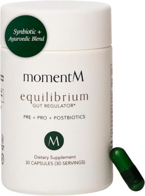 Equilibrium 3 in 1 Probiotic Prebiotic Postbiotic Supplement for Gut Health, Digestive Support, Bloating, Gas, Immune Support, Constipation Relief – Made in USA, 30 Capsules