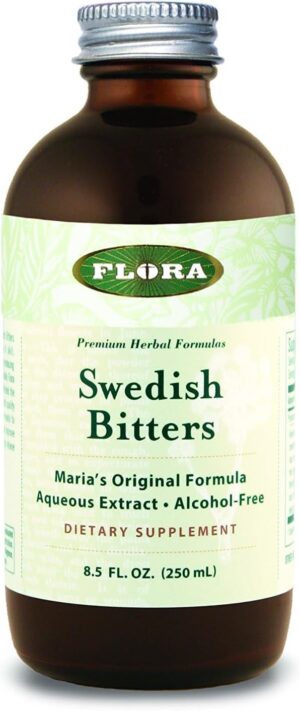 Flora Swedish Digestive Bitters Alcohol-Free 8.5 Oz – Traditional Austrian Digestive Herbs for Digestion Improvement, Acid Reflux, Tummy issues and more!