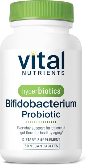Hyperbiotics Vital Nutrients Bifidobacterium Probiotic | 7 Targeted Strains | Supports Immune and Digestive Health for Older Adults | Shelf-Stable | Vegan | 60 Tablets