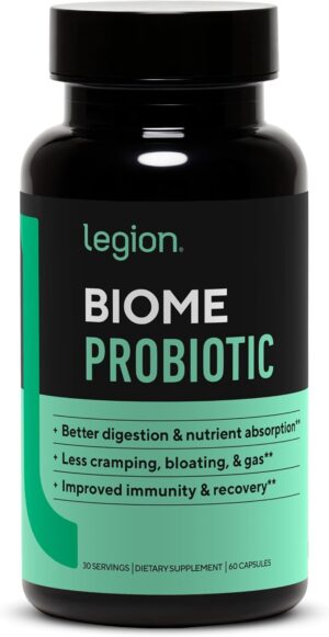 LEGION Biome Probiotic – Natural Probiotics Gut Health Supplement for Women & Men – Probiotic Nutritional Supplements Help Reduce Bloating, Cramping & Gas – Colon Health Probiotic Pills, 30 Servings LEGION Biome Probiotic – Natural Probiotics Gut Health Supplement for Women & Men – Probiotic Nutritional Supplements Help Reduce Bloating, Cramping & Gas – Colon Health Probiotic Pills, 30 Servings