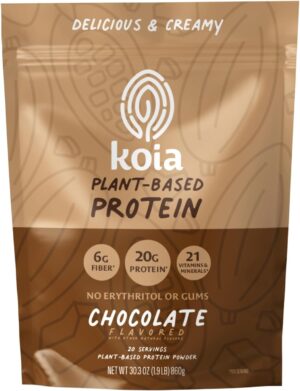 Koia Plant Based Protein Powder, Chocolate, 20g Protein, 3g Sugar, 6g Prebiotic Fiber, Pre & Post Workout, 21 Vitamins & Minerals, No Seed Oils, Dairy-Free, Gluten-Free, Non-GMO, 20 Servings, 28.2 Oz Koia Plant Based Protein Powder, Chocolate, 20g Protein, 3g Sugar, 6g Prebiotic Fiber, Pre & Post Workout, 21 Vitamins & Minerals, No Seed Oils, Dairy-Free, Gluten-Free, Non-GMO, 20 Servings, 28.2 Oz