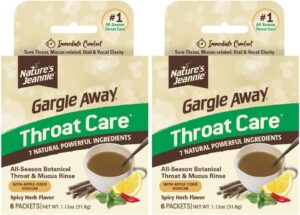 Nature’s Jeannie Gargle Away All-Natural Throat Care – Soothing Botanical Rinse for Sore Throat, Mucus-Related, Oral, Vocal Clarity – Seasonal & Daily Wellness (12 Packets, Warming Spicy Herb Flavor)