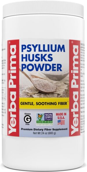 Yerba Prima Psyllium Husk Powder – 24 oz – Fine Ground, Unflavored, Sugar Free – Natural Fiber Supplement – Also for Baking – Contains Both Soluble & Insoluble Bulk for Regularity Support