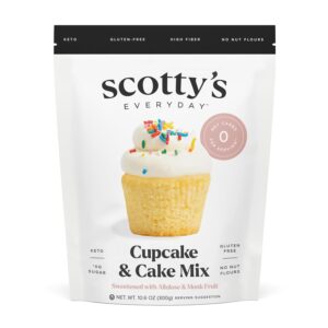 Scotty’s Everyday – Keto Cupcake & Cake Mix – 0g Net carbs, 0g Added Sugar, Gluten-Free, High Fiber – No Nut Flours – 10.6oz, Pack of 1