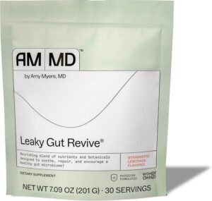 Amy Myers MD Leaky Gut Revive – Gluten-Free & Non-Dairy – Botanical Blend for Healthy Gut Support – GI Health Support with Prebiotic Fiber – Strawberry Lemonade, 6.3 oz (30 Servings)