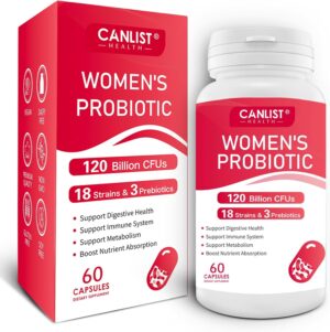 Women’s Probiotics120 Billion CFUs 18 Strains 3 Prebiotics & Digestive Enzymes Contains Organic Prebiotic Cranberry Women’s Health Digestive & Immune Support Non-GMO Soy Gluten Dairy Free