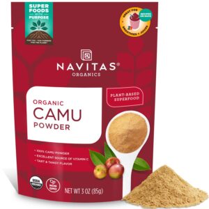 Navitas Organics Camu Powder – For Smoothies, Juices, Wellness Shots & More – Vitamin C, Antioxidants – Immune Support – USDA Organic, Non GMO, Kosher Gluten Free, Vegan (4oz. Bag, 4 Servings)