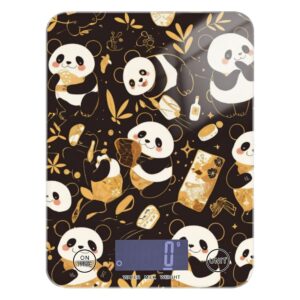 Black and Gold Cartoon Cute Panda Dieting Digital Food Scales for Kitchen 11lb/0.18oz, 5kg/5g Digital Scale with 4 Unit for Baking Meal Prep Keto (Batteries not Included)