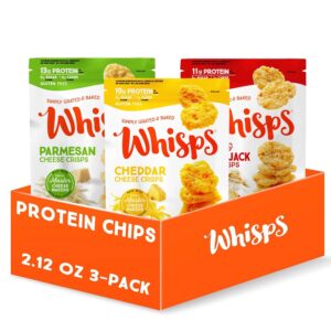Whisps Cheese Crisps Variety Pack | Protein Chips | Healthy Snacks | Protein Snacks, Gluten Free, High Protein, Low Carb Keto Food | Parmesan, Asiago, Cheddar Cheese (2.12 Oz, 3 Pack) Whisps Cheese Crisps Variety Pack | Protein Chips | Healthy Snacks | Protein Snacks, Gluten Free, High Protein, Low Carb Keto Food | Parmesan, Asiago, Cheddar Cheese (2.12 Oz, 3 Pack)