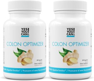 Yes You Can! Probiotics Colon Optimizer Supplement – Gut Health and Stomach Supplement for Men and Women, Organic Probiotics with Ginger and Peppermint for Digestive Health, 30 Capsules – 2 Pack