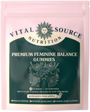 Vital Source Nutrition – Premium Feminine Balance Gummies – for Women’s Health & Wellness – Immune Support – Vegan, Gluten-Free – Hawaiian Pineapple – 60 Gummies – 30 Servings