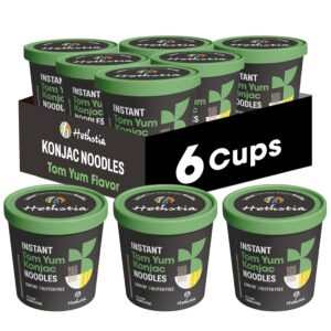Hethstia Shirataki Noodle Tom Yum Soup Cups- 6-Pack Konjac Angel Hair Pasta, Low Carb, Ready-to-Eat Tom Yum Noodle Broth, Low GI, Healthy Asian Ramen, Keto-Friendly, Holiday Food Gift