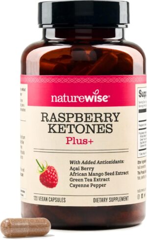 NatureWise Raspberry Ketones Plus – w/ Green Tea Extract, Cayenne Pepper, & Acai Berry – Supports Antioxidant Health, Energy Levels, Weight Goals – Vegan & Gluten-Free – 120 Capsules[120-Day Supply]