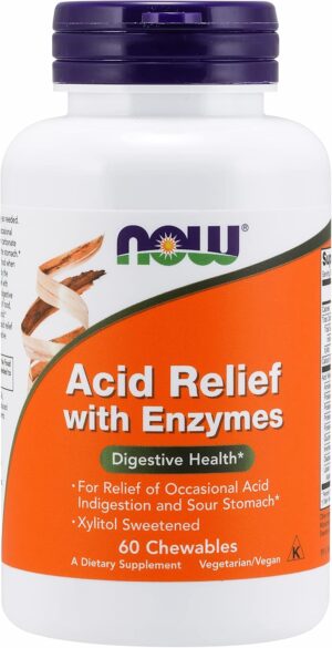 Acid Relief with Enzymes, 60 chewables by Now Foods (Pack of 3)