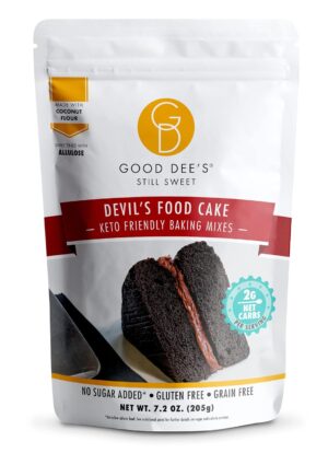 Good Dees Low Carb Baking Mix, Devil’s Food Cake Baking Mix, Keto Baking Mix, No Sugar Added, Gluten Free, Grain-Free, Soy-Free, Diabetic, Atkins & WW Friendly (2g Net Carbs, 12 Serving) (Devils-Food)
