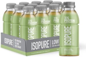 Isopure Zero Carb 32g Clear Protein Ready-to-Drink, Whey Protein Isolate, Green Tea, 12 Pack (Packaging May Vary)