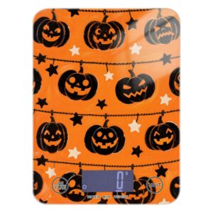 Black Evil Halloween Pumpkin Baking food scale for kitchen essentials 11lb/0.18oz, 5kg/5g digital gram scale with 4 unit for Espresso Spices Keto (Batteries not Included)