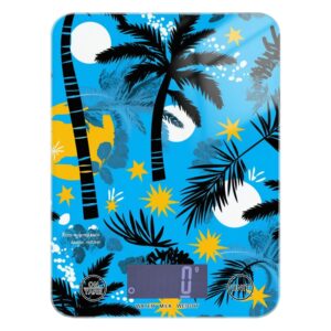 Blue Summer Palm Trees Portable Food Scale for Kitchen Essentials 11lb/0.18oz, 5kg/5g Digital Scale with 4 Unit for Weight Loss Keto Baking (Batteries not Included)