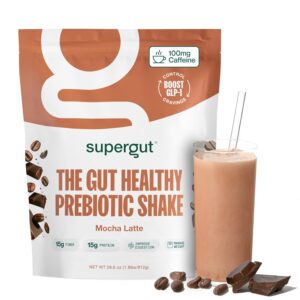 Supergut Prebiotic Shakes | Meal Replacement | Boost GLP-1 | High Protein and Fiber | No Added Sugar | Keto Food, Meal, Snack (Mocha Latte, 14 servings)