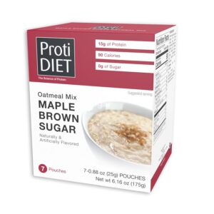 ProtiDIET High Protein Maple Brown Sugar Oatmeal – Keto-Friendly Sugar free Instant Oatmeal for a Healthy and Nutritious Breakfast, Packed with Essential Nutrients – 7 Count Box