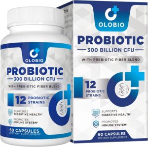300 Billion CFU Probiotic, 12 Strains with 3 Organic Prebiotics, Probiotics for Women and Men, Daily Supplement for Digestive, Immune, Gut & Bloating Health, Shelf Stable, Vegan, 60 Counts