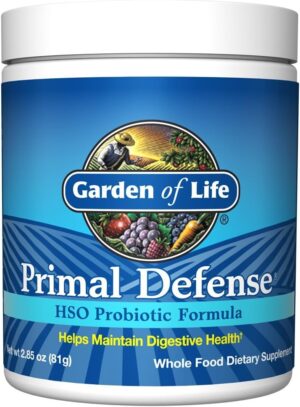 Garden of Life Whole Food Probiotic Supplement – Primal Defense HSO Probiotic Dietary Supplement for Digestive and Gut Health, 2.85oz (81g) Vegetarian Powder