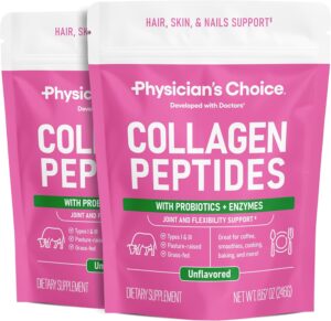 Collagen Peptides Powder – Hydrolyzed Protein(Type I & III) – Digestive Enzymes – Keto Collagen Powder for Women & Men – Hair, Skin, Joints & Workout Recovery Aid – Grass Fed, Non-GMO – Two-pack