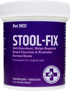 Pet MD Stool-Fix – Powdered Clay Anti Diarrhea for Dogs & Cats – Anti Diarrheal Treatment for Upset Stomach Relief, Promotes Normal Stool – 100g