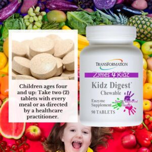 TRANSFORMATION THE GENESIS OF GOOD HEALTH Enzymes Kidz Digestive Enzyme Supplement Chewable, Promote Healthy & Complete Digestion & Elimination for Children, 90 Tablets TRANSFORMATION THE GENESIS OF GOOD HEALTH Enzymes Kidz Digestive Enzyme Supplement Chewable, Promote Healthy & Complete Digestion & Elimination for Children, 90 Tablets