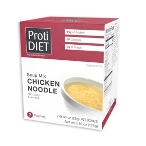 ProtiDIET High Protein Chicken Noodle Soup Mix – Keto, Low Fat and Sugar free – Quick and Easy to Prepare Meal Replacement Protein Powder Soup Mix with Collagen – 7 Pouches Per Box