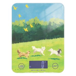 Cartoon Cute White Dog Easy Clean Food Measuring Scale 11lb/0.18oz, 5kg/5g Small Kitchen Scale Grams with 4 Unit for Baking Keto Baking (Batteries not Included)