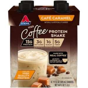 Atkiins, Meal Replacement Shake, Gluten-Free, Café Carmel, 44 Fl Oz