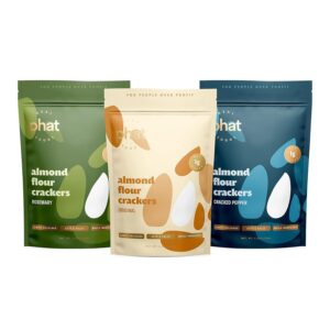Almond Flour Crackers by Real Phat Foods – Low Carb, Gluten-Free Keto Crackers – Variety Pack of 3 (Original, Rosemary, Pepper)