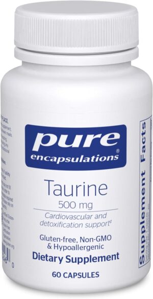 Pure Encapsulations Taurine 500 mg | Amino Acid Supplement for Liver, Eye Health, Antioxidants, Heart, Brain, and Muscles* | 60 Capsules