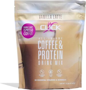 Click Coffee Protein Powder | Double Shot Espresso | 16g Protein | 23 Essential Vitamins | Low Calorie Meal Replacement | 150mg Caffeine | Gluten Free | No Artificial Flavors or Colors | Vanilla Click Coffee Protein Powder | Double Shot Espresso | 16g Protein | 23 Essential Vitamins | Low Calorie Meal Replacement | 150mg Caffeine | Gluten Free | No Artificial Flavors or Colors | Vanilla