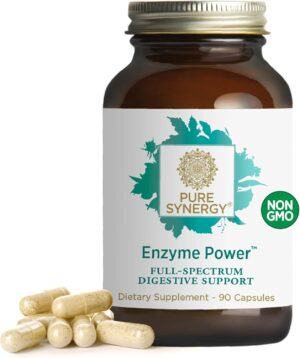 PURE SYNERGY Enzyme Power | Digestive Enzyme Supplement | Digestive Health Enzymes with Nattokinase, Bromelain, and Serrapeptase | for Digestive and Gut Health (90 Capsules)
