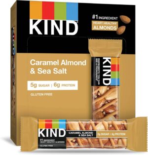 KIND Nut Bars, Caramel Almond & Sea Salt, Healthy Snacks, Gluten Free, Low Sugar, 6g Protein, 12 Count KIND Nut Bars, Caramel Almond & Sea Salt, Healthy Snacks, Gluten Free, Low Sugar, 6g Protein, 12 Count