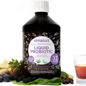 Liquid Probiotic, Prebiotics & Postbiotics 3-in-1 Organic, Live Probiotics for Women & Men – Probiotics for Digestive Health, 50 Billion CFU, 19 Fermented Herbs, Vegan Probiotic for Gut Health