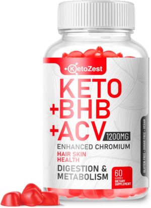 Keto ACV BHB Gummies – Apple Cider Vinegar with The Mother Supplement – Vitamin D3 Zinc Beetroot Pomegranate Chromium Beta Hydroxybutyrate – Vegan Sugar Gluten Free for Men Women