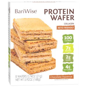BariWise Protein Wafer Bar, Chocolate Hazelnut, High Fiber, Low Carb Keto Friendly Snack (8ct)