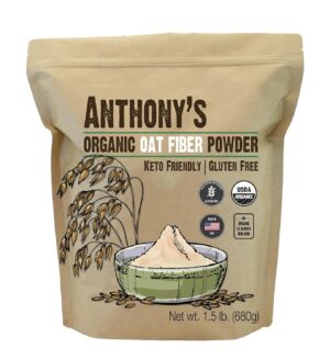 Anthony’s Organic Oat Fiber, 1.5 lb, Gluten Free, Non GMO, Keto Friendly, Product of the USA