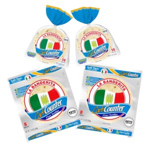 La Banderita Carb Counter® Variety Pack | 4.5″ & 8″ Size Flour Tortillas |Carb Friendly |Keto Certified | 10.8 & 11.9 oz/e.| 14 & 8 Count (Pack of 2-4.5″ & Pack of 2-8″)