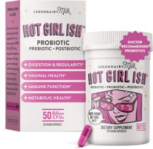 Legendairy Milk Hot Girl Ish™ – Daily Probiotics for Women with 50 Billion CFU – Women’s Probiotic Supplement with 20 Probiotic Strains, Prebiotics & Postbiotic for Digestive, Gut & Immune Health Legendairy Milk Hot Girl Ish™ – Daily Probiotics for Women with 50 Billion CFU – Women’s Probiotic Supplement with 20 Probiotic Strains, Prebiotics & Postbiotic for Digestive, Gut & Immune Health