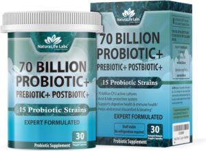 Probiotics 70 Billion CFU – 15 Probiotic strains + Organic Prebiotic+ Postbiotic 3-in-1 Complete – Promotes Healthy Digestive & Immune Function –Gas, Bloating, Constipation Support – for Men & Women Probiotics 70 Billion CFU – 15 Probiotic strains + Organic Prebiotic+ Postbiotic 3-in-1 Complete – Promotes Healthy Digestive & Immune Function –Gas, Bloating, Constipation Support – for Men & Women