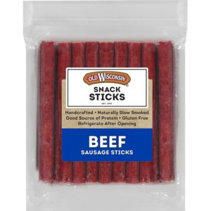 Old Wisconsin Beef Sausage Snack Sticks, Naturally Smoked, Ready to Eat, High Protein, Low Carb, Keto, Gluten Free, 26 Ounce Resealable Package Old Wisconsin Beef Sausage Snack Sticks, Naturally Smoked, Ready to Eat, High Protein, Low Carb, Keto, Gluten Free, 26 Ounce Resealable Package