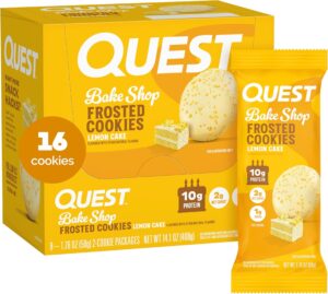 Quest Nutrition Frosted Cookies Twin Pack, Lemon Cake, 1g Sugar, 10g Protein, 1g Net Carbs, Gluten Free, 16 Cookies