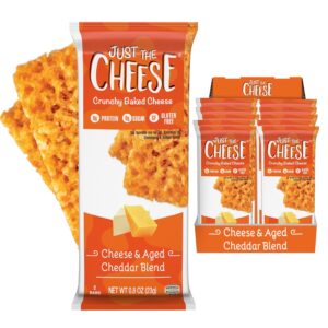Just the Cheese Cheese Crisps | High Protein Baked Keto Snack | Made with 100% Real Cheese | Gluten Free | Low Carb Lifestyle | CHEESE & AGED CHEDDAR BLEND, 0.8 Ounces (Pack of 10) Just the Cheese Cheese Crisps | High Protein Baked Keto Snack | Made with 100% Real Cheese | Gluten Free | Low Carb Lifestyle | CHEESE & AGED CHEDDAR BLEND, 0.8 Ounces (Pack of 10)