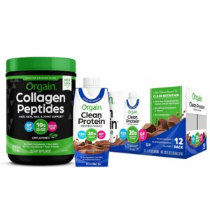Orgain Grass Fed Hydrolyzed Collagen Peptides Protein Powder – Paleo & Keto Friendly, Amino Acid Supplement, Pasture Raised & Grass Fed Clean Protein Shake, Creamy Chocolate Fudge – Meal Replacement