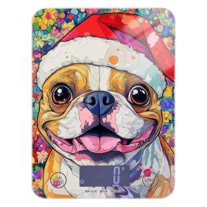 Christmas Vivid Funny Bulldog Spices scale food 11lb/0.18oz, 5kg/5g gram scales with 4 unit for Soap Making Keto Baking (Batteries not Included)